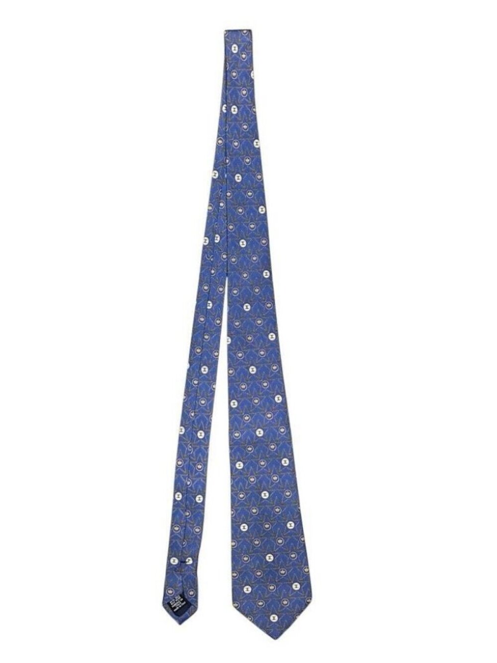 CHANEL Mens Navy Blue Silk Designer Neck Tie Adjustable Star Pattern Logo